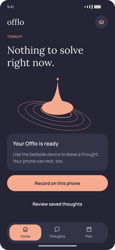 Offlo night-time thought-capture interface