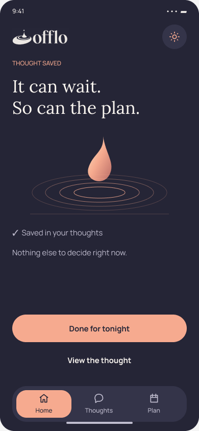 Saved — an explicit stopping point